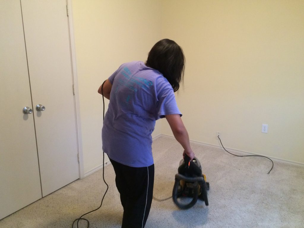 cleaner vacuuming a rug