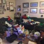 cluttered living room